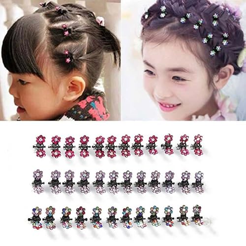 Yulakes 24pcs Mini Strass Haarspangen,Blumen Kristal Haarschmuck,Kristall Kleiner Haarspange Glitzer Haarclips Mini Strass Haarklammern Braut Haarspangen für Damen Mädchen Kinder (Rosa) von Yulakes