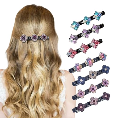 ﻿ Yulakes 7 Stücke Funkelnde Kristall Stein Haarspangen,Doppelschicht Haarspangen, Glitzernde Kristall Stein Geflochtene Haarspangen, damen glitzer Doppelschicht Strass Haarspangen von Yulakes
