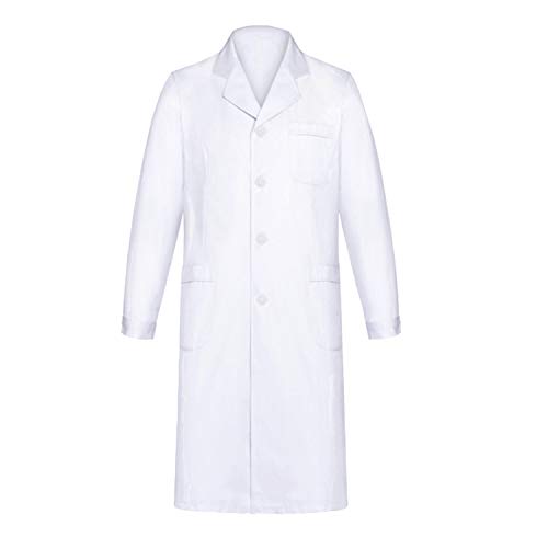 Yulang Laborkittel, weißer medizinischer Morgenmantel für Männer Frauen, Laborkittel, Studenten, Uniformen, Sanitärkittel, weiß, Unisex, medizinische Kleidung mit langen Ärmeln, Arbeitskleidung, weiß von Yulang