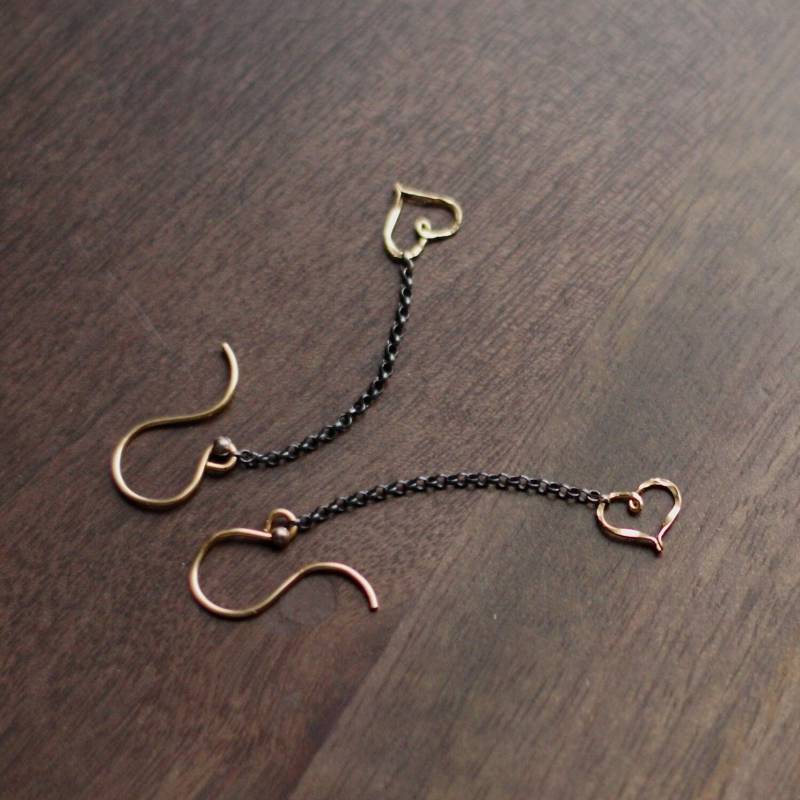Herz Ohrringe, Mixed Metal Silber Und Gold Valentinstag Geschenk Für Sie Herz Ohrringe, Mixed Metal Silber Und Gold Valentinstag Geschenk Für Sie von YuliZlen