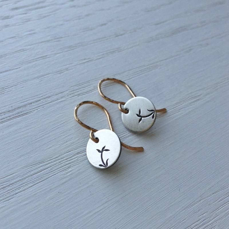 Silber Florale Kreis Ohrringe Mit 14K Gold von YuliZlen