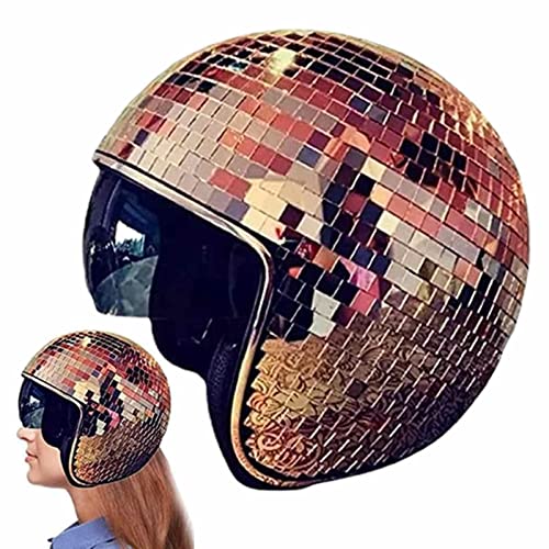 Discokugel Hüte,Disco Ball Helmet,Disco Dekor Helme Mit Einziehbarem Visier, Glitzer Spiegel Glas Discokugel Hut Helm, Glitzer Spiegel Glas Discokugel Hut Helm Für Damen Herren Dj Club Bühne von Yulokdwi