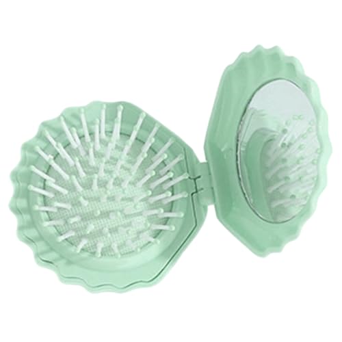 Yulokdwi Faltbare Haarbürste - Tragbare Haarbürste In Muschelform,Kopfhaut Massagekamm Mini Schminkspiegel Set für Damen Mädchen Alltag Pflege Haus Bad Dusche Auto Fitness Outdoor Camping von Yulokdwi