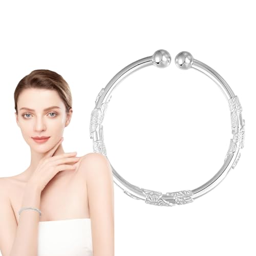 Yulokdwi Silberne Armreifen Für Damen - Verstellbare Silber Armreifen | Perlenbesetzter Offener Armreif Als Geschenk Für Frauen Zu Valentinstag Hochzeit Geburtstag Jubiläum Reise von Yulokdwi