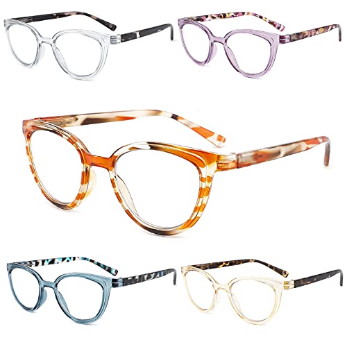 Yuluki 5er-pack Lesebrille Damen Blaulichtfilter Designer Lesehilfe Sehhilfe Leicht Retro Brille Federscharnier 1.5 von Yuluki