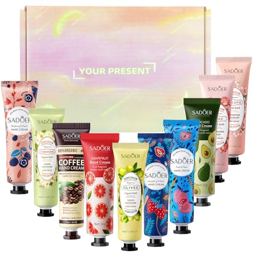 Handcremes Set,Mini Hand Creams 10 x 30g Fruchtextrakt Duft Handcreme Hand Moisturising Cream for Rough, Damaged Skin, Gentle Care Cream for Dry Hands,Ideale Geschenkidee für Frauen und Männer Handcremes Set,Mini Hand Creams 10 x 30g Fruchtextrakt Duft Handcreme Hand Moisturising Cream for Rough, Damaged Skin, Gentle Care Cream for Dry Hands,Ideale Geschenkidee für Frauen und Männer von YumSur