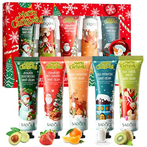 Mini Handcreme Set,Hand Creams Fruchtextrakt Duft Handcreme Hand Moisturising Cream für Frauen Mutter Freundin Frau mit,Handcreme Geschenkset Weihnachten for Dry Hands (chrismas color, 5 * 30g) von YumSur