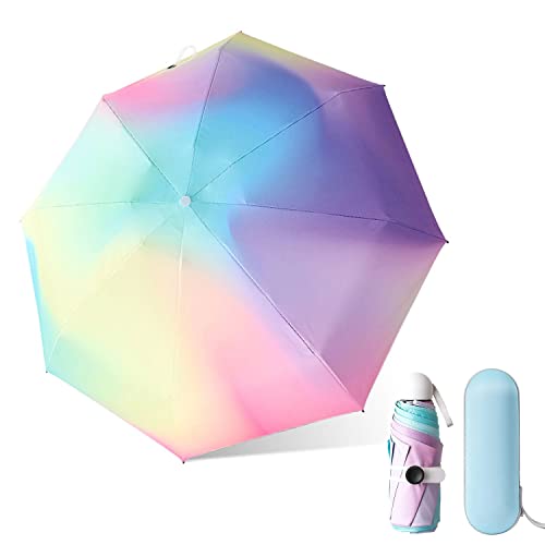 Reise Regenschirm,Taschenschirm,Kompakter Regenschirm Winddicht Stark,8 Rippen Faltbarer Mini Regenschirm mit Kapselhülle,Sonne UV Schutz Regenschirm,Regenbogen Regenschirm Sturmfest für Herren Damen Reise Regenschirm,Taschenschirm,Kompakter Regenschirm Winddicht Stark,8 Rippen Faltbarer Mini Regenschirm mit Kapselhülle,Sonne UV Schutz Regenschirm,Regenbogen Regenschirm Sturmfest für Herren Damen von YumSur