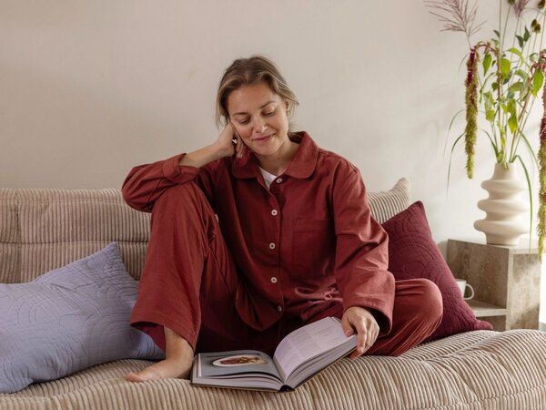 Yumeko Pyjamaoberteil Damen Velvet Flanell von Yumeko