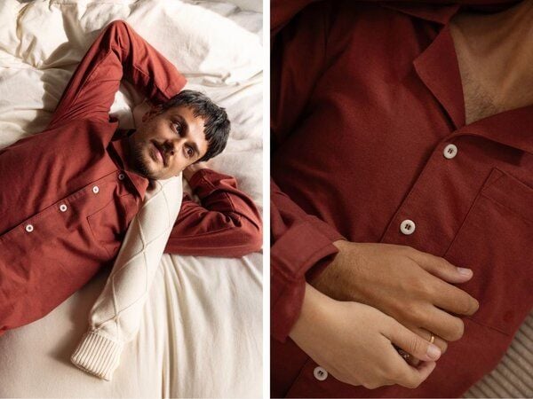 Yumeko Pyjamaoberteil Herren Velvet Flanell von Yumeko