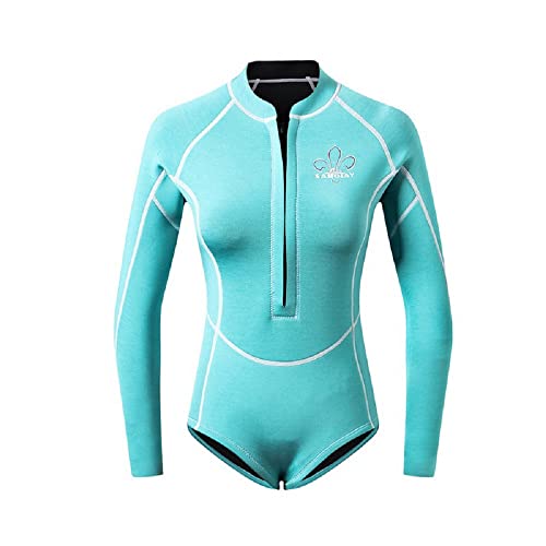 Yumenam Damen Neoprenanzug Shorty 2mm Neopren Langarm Frontreißverschluss Badeanzug Uvschutz Wetsuit Einfarbig Einteiler Tauchanzug für Schnorcheln Surfen Schwimmen Tauchen von Yumenam