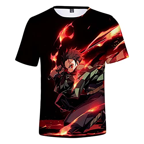 Yumenam Herren Damen Anime 3D Sommer Kurzarm Shirt Kimetsu no Yaiba Tanjirou Nezuko Kinder Kleidung Unisex Anime Cosplay Casual Top für Mädchen Jungen von Yumenam