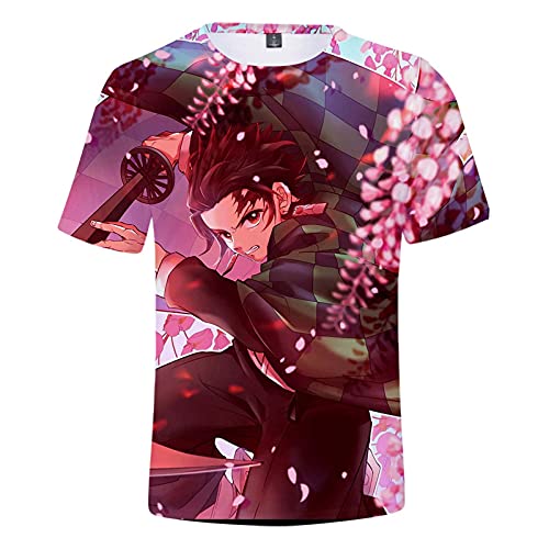 Yumenam Herren Damen Anime 3D Sommer Kurzarm Shirt Kimetsu no Yaiba Tanjirou Nezuko Kinder Kleidung Unisex Anime Cosplay Casual Top für Mädchen Jungen von Yumenam