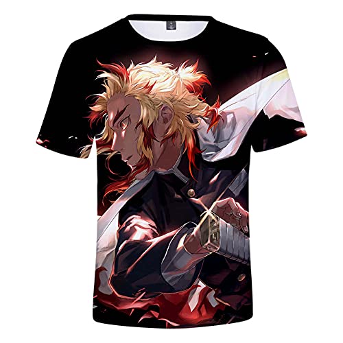 Yumenam Herren Damen Anime 3D Sommer Kurzarm Shirt Kimetsu no Yaiba Tanjirou Nezuko Kinder Kleidung Unisex Anime Cosplay Casual Top für Mädchen Jungen von Yumenam