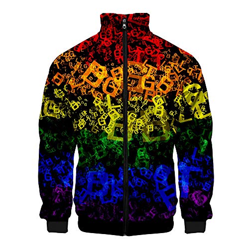 Yumenam Herren LGBT Gay Pride Sweatshirt 3D Gedruckter Regenbogen Langarm Reißverschluss Freizeitjacke Mantel Streetwear Outwear von Yumenam