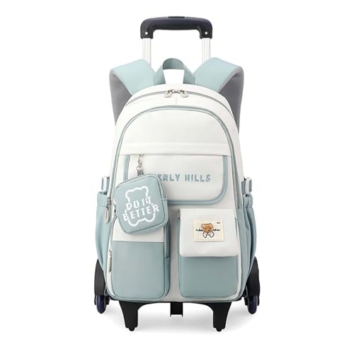 Yumenam Schulrucksack Trolley für Mädchen Rucksack mit Rollen Schulranzen Mädchen Teenager Jugendliche Daypacks Kinder Schultasche Outdoor Camping Groß Schulranzen Wasserdichter Lässige Daypack von Yumenam