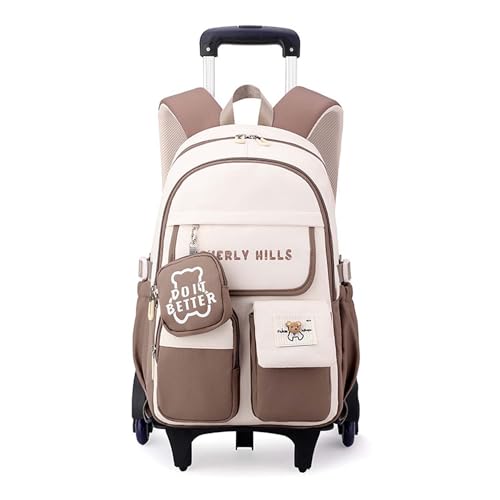 Yumenam Schulrucksack Trolley für Mädchen Rucksack mit Rollen Schulranzen Mädchen Teenager Jugendliche Daypacks Kinder Schultasche Outdoor Camping Groß Schulranzen Wasserdichter Lässige Daypack von Yumenam