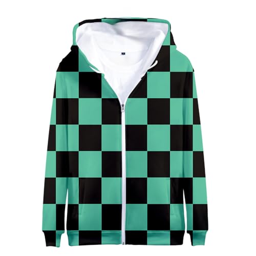 Yumenam Unisex Anime Kapuzenpullover Kimetsu no Yaiba Zenitsu 3D Druck Langarm Reißverschluss Cardigans Hoodie Hooded Sweatshirt mit Taschen Jacke Cosplay Kostüm Outwear von Yumenam