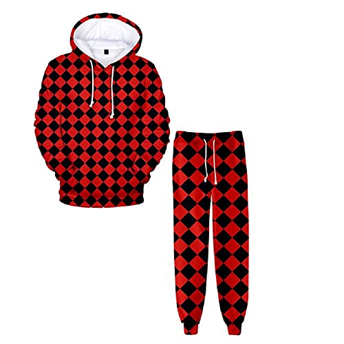 Yumenam Unisex Karikatur 2PCS Trainingsanzug Kimetsu no Yaiba Tanjirou Nezuko 3D Drucken Langarm Kapuzenpullover + Sweathose Sportsuit Sweatshirts Lange Hose Hip Hop Streetwear Outfit von Yumenam