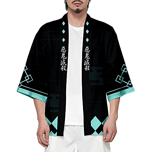Yumenam Unisex Kimono Mantel Anime Demon Slayer Sakonji Douma Kibutsuji Muzan Rui 3D Druck Cosplay Kostüm Kimono Cardigan Kleidung Cosplay Top Uniform Urlaub Pyjama für Erwachsener von Yumenam