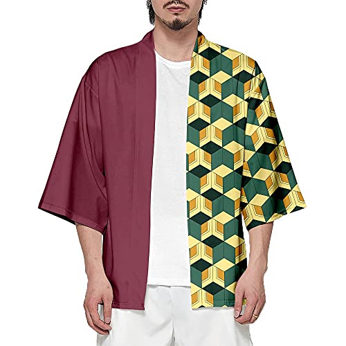 Yumenam Unisex Kimono Mantel Anime Demon Slayer Tanjirou Nezuko Tomioka Giyuu Cosplay Kostüm Kimono Cardigan Kleidung Cosplay Top Uniform Urlaub Pyjama für Erwachsener von Yumenam