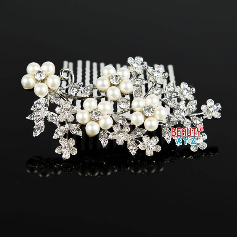 Elegante Hochzeit Braut Kristall Strass Perle Blume Und Blatt Haarkamm Elegante Hochzeit Braut Kristall Strass Perle Blume Und Blatt Haarkamm von YumiGiftery