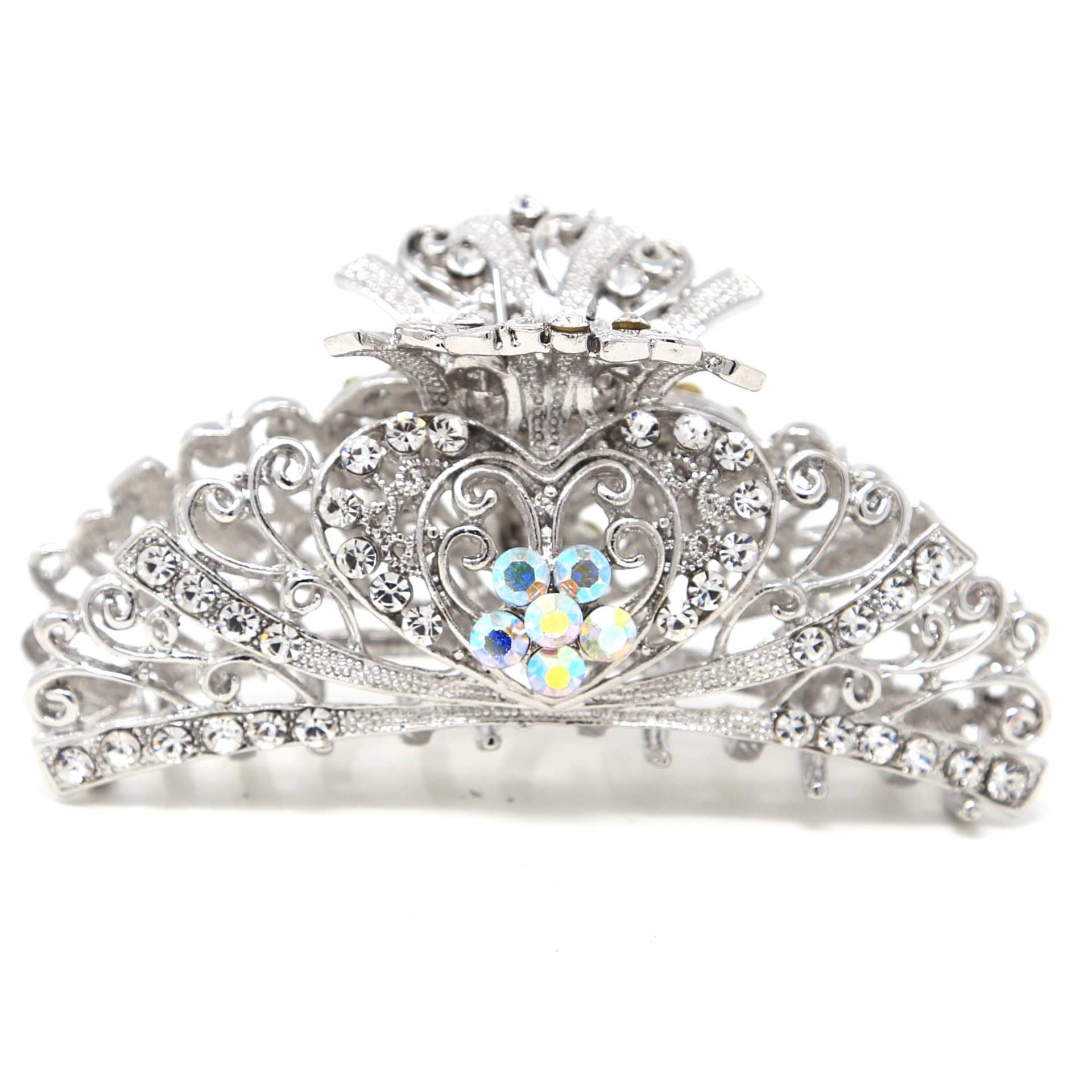 Große Silber Farbe Metall Herz Design Kristall Haarkralle Hochzeit Haarspange Große Silber Farbe Metall Herz Design Kristall Haarkralle Hochzeit Haarspange von YumiGiftery
