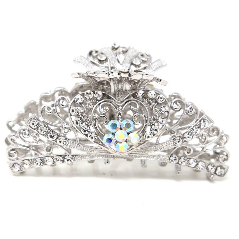 Große Silber Farbe Metall Herz Design Kristall Haarkralle Hochzeit Haarspange Große Silber Farbe Metall Herz Design Kristall Haarkralle Hochzeit Haarspange von YumiGiftery