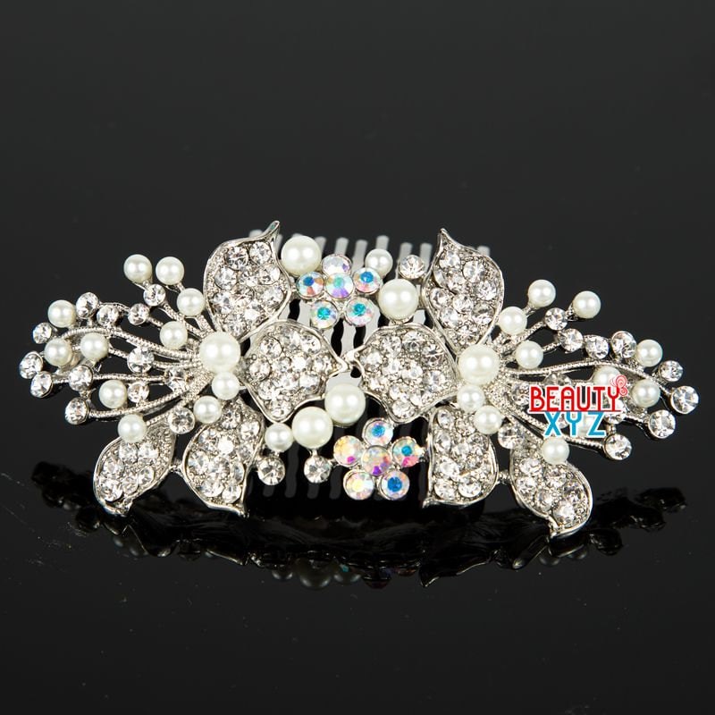 Neue Elegante Hochzeit Braut Kristall Strass Perle Blumen Haarkamm Neue Elegante Hochzeit Braut Kristall Strass Perle Blumen Haarkamm von YumiGiftery