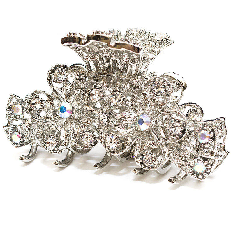 Silber Metall Blumen Haarkralle Clip Mit Kristallen Strass Braut Silber Metall Blumen Haarkralle Clip Mit Kristallen Strass Braut von YumiGiftery