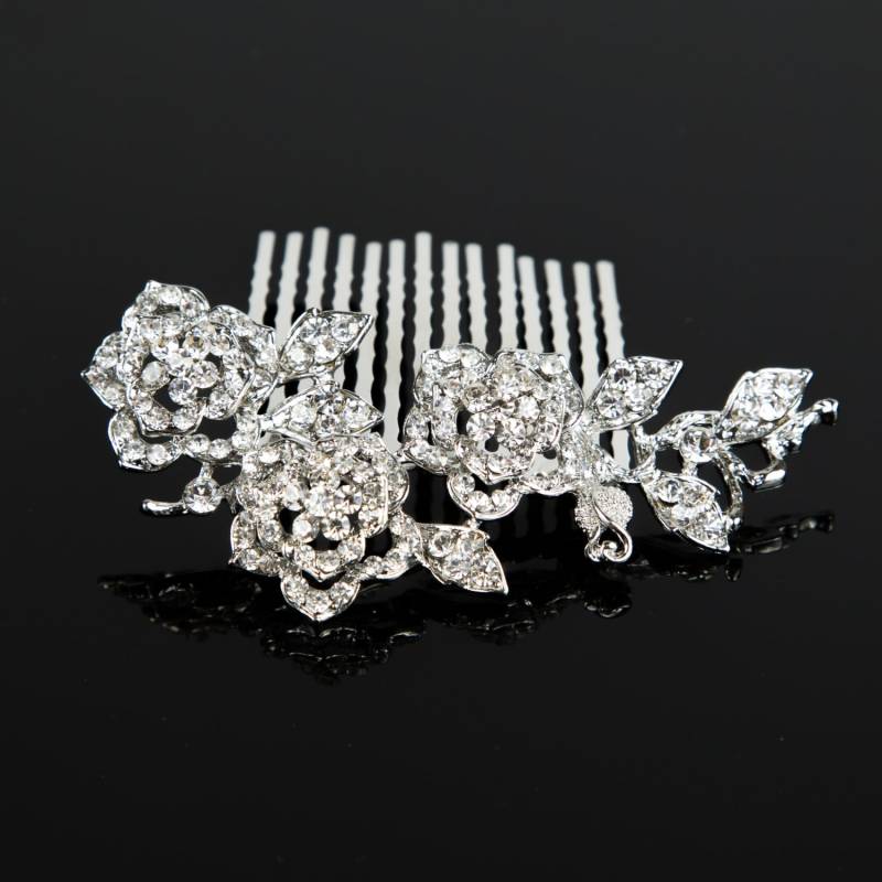 Silber Strass Rose Blume Bling Haarkamm Clip Abschlussball Hochzeit Zubehör Silber Strass Rose Blume Bling Haarkamm Clip Abschlussball Hochzeit Zubehör von YumiGiftery