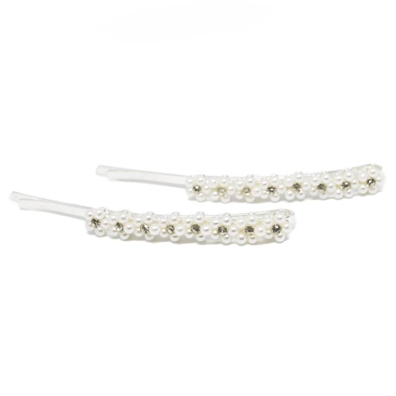 Zwei Stücke Braut Hochzeit Strass Kristall Blume Perle Versilbert Haarspange Pin Zwei Stücke Braut Hochzeit Strass Kristall Blume Perle Versilbert Haarspange Pin von YumiGiftery