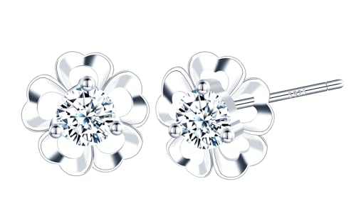 Yumilok Damen Ohrringe aus 925 Sterling Silber Blume Ohrringe Zirkonia Frauen-Bolzen-Ohrringe Gestüt Piercing Ohrringe für Mädchen Frauen von Yumilok