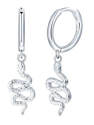 Yumilok Damen Creolen Ohrringe Schlange Ohrstecker Ohrhänger Creolen Tier 925 Sterling Silber Ohrschmuck Hoop Huggie Piercing für Frauen Mädchen von Yumilok