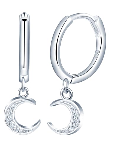 Yumilok Damen Creolen Ohrringe 925 Sterling Silber Mond Creolen Hängend Mond Hoop Huggie Piercing Klein Creolen Ohrringe Für Damen Mädchen Kinder von Yumilok