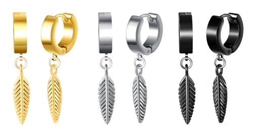 Yumilok 3 Paar Herren Creolen Ohrringe Set Damen Feder Ohrhänger Klappcreolen Ohrringe Edelstahl Herren Unisex Huggie Ohrknorpel Huggie Yumilok 3 Paar Herren Creolen Ohrringe Set Damen Feder Ohrhänger Klappcreolen Ohrringe Edelstahl Herren Unisex Huggie Ohrknorpel Huggie von Yumilok