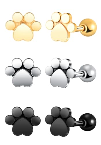 Yumilok 3 Paar Herren Ohrringe Edelstahl Katze Paw Damen Ohrringe Set Pfötchen Stud Piercing Huggie Creolen Fußabdruck Von Haustieren Yumilok 3 Paar Herren Ohrringe Edelstahl Katze Paw Damen Ohrringe Set Pfötchen Stud Piercing Huggie Creolen Fußabdruck Von Haustieren von Yumilok