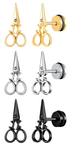 Yumilok 3 Paar Herren Ohrringe Edelstahl Schere Ohrstecker Set Damen Piercing Ohrhänger Hoop Ohrring Schraubverschluss Yumilok 3 Paar Herren Ohrringe Edelstahl Schere Ohrstecker Set Damen Piercing Ohrhänger Hoop Ohrring Schraubverschluss von Yumilok