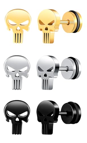 Yumilok 3 Paar Totenkopf Piercing Ohr Damen Herren Ohrringe Set Schädel Ohrstecker Edelstahl Ohrringe Ohrstecker Herren MännerOhrringe Ohr Tunnel Ohrringe Piercing Yumilok 3 Paar Totenkopf Piercing Ohr Damen Herren Ohrringe Set Schädel Ohrstecker Edelstahl Ohrringe Ohrstecker Herren MännerOhrringe Ohr Tunnel Ohrringe Piercing von Yumilok