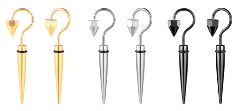 Yumilok 3 Paar Unisex Ohrringe Herren Edelstahl Schwarz Silber Gold Damen Ohrringe Set Haken Stecker Kegel Ohrstecker Punk Ohrhänger Regenschirm Yumilok 3 Paar Unisex Ohrringe Herren Edelstahl Schwarz Silber Gold Damen Ohrringe Set Haken Stecker Kegel Ohrstecker Punk Ohrhänger Regenschirm von Yumilok
