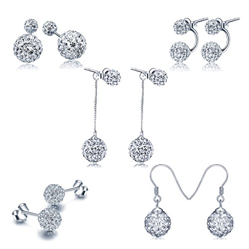 Yumilok 5 Paare 925 Sterling Silber Kristall Kugeln Ohrringe Set Ohrstecker Ohrhänger Ohrring Jackets Front-Back-Ohrringe für Damen Frauen Mädchen Yumilok 5 Paare 925 Sterling Silber Kristall Kugeln Ohrringe Set Ohrstecker Ohrhänger Ohrring Jackets Front-Back-Ohrringe für Damen Frauen Mädchen von Yumilok