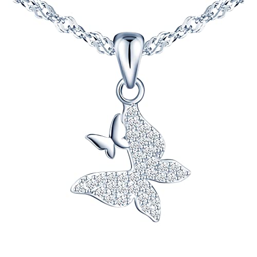 Yumilok 925 Sterling Silber Damen Kette mit Anhänger Schmetterling Zirkonia Damen Halskette Kette für Damen Kinder von Yumilok