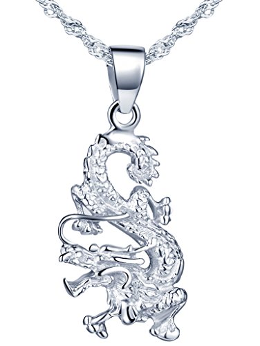 Yumilok Damen Halskette mit Einzigartiger Drache Charm Anhänger Herren Kette aus 925 Sterling Silber für Damen Mädchen von Yumilok