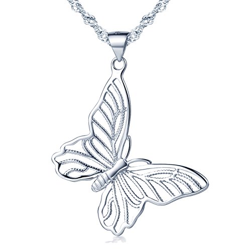 Yumilok Damen Halskette mit Schmetterling Anhänger Kinder Kette 925 Sterling Silber Geschenk für Damen Mädchen Weihanchten von Yumilok