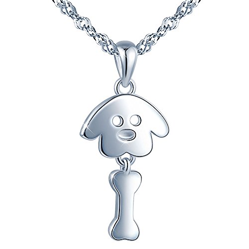 Yumilok 925 Sterling Silber Hund Knochen Anhänger Halskette Kette mit Anhänger für Damen Mädchen von Yumilok