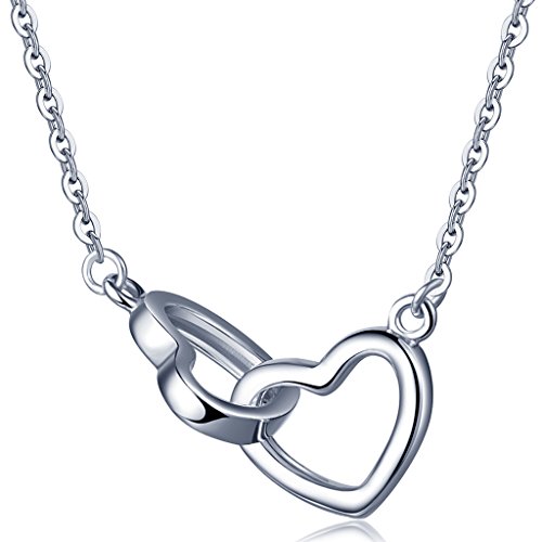 Yumilok 925 Sterling Silber Ineinander Verschlungene Herzen Anhänger Halskette Kette mit Verstellbarem Anhänger Y-Kette für Damen Mädchen von Yumilok