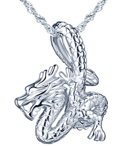 Yumilok 925 Sterling Silber Klassischer Drache Anhänger Halskette Kette mit Anhänger für Damen Mädchen von Yumilok