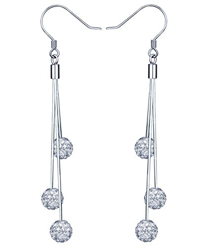 Yumilok 925 Sterling Silber Kristallkugeln Quaste Ohrhänger Ohrringe Hypoallergen Ohrschmuck für Damen Frauen Mädchen Yumilok 925 Sterling Silber Kristallkugeln Quaste Ohrhänger Ohrringe Hypoallergen Ohrschmuck für Damen Frauen Mädchen von Yumilok