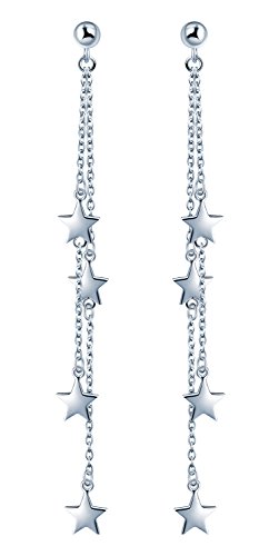 Yumilok 925 Sterling Silber Sterne Sternchen Ohrhänger Kettchen Ohrringe Hypoallergen Ohrschmuck für Damen Frauen Mädchen von Yumilok