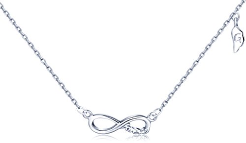 Yumilok 925 Sterling Silber Unendlichkeit Zeichen "Forever" Zeitlos Anhänger Halskette Kette mit Anhänger für Damen Mädchen von Yumilok